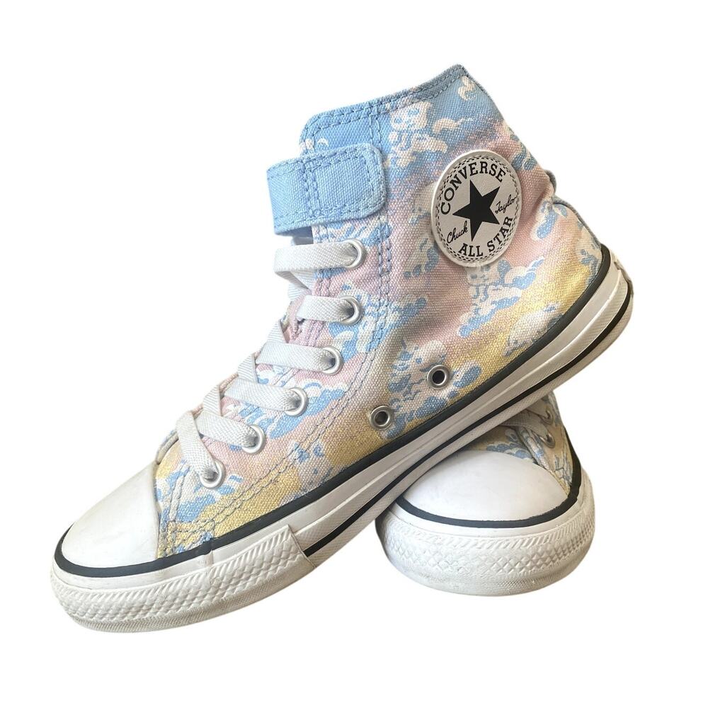 CONVERSE 'Cloud Gazer' Easy-On High Tops (Youth 3) – Pastel Animal Cloud Print